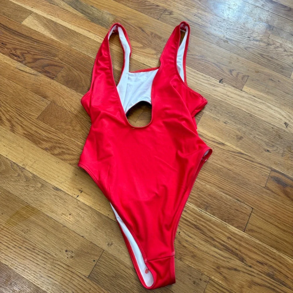 Fireball Whisky Red Flame Cutout One Piece Swimsuit Bodysuit‎ Womens Large L